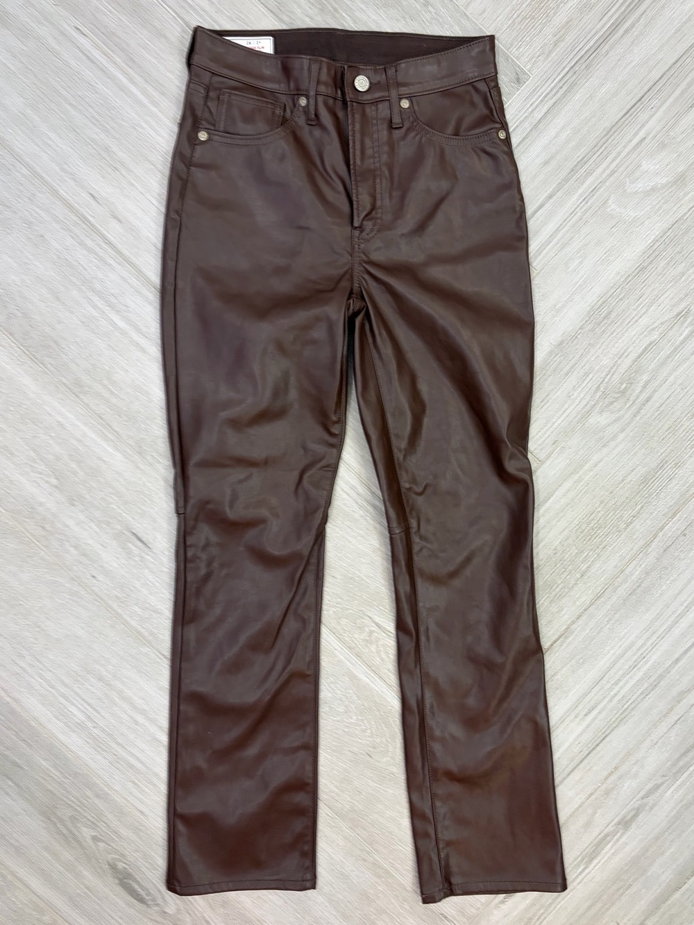 Gap Vintage Slim High Rose Brown Faux Leather Pants Size 2 (26)